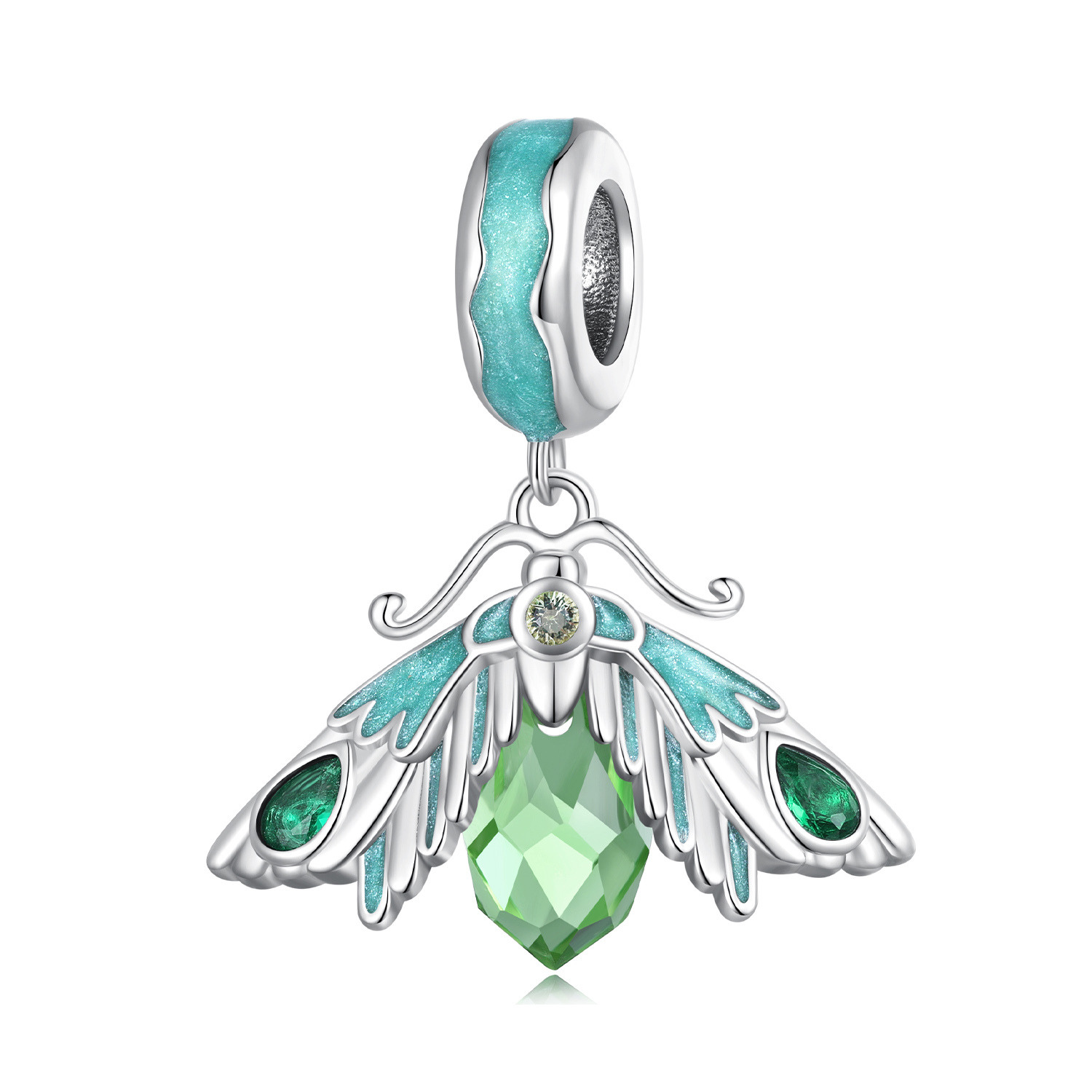 Talisman din argint Green Sparkling Butterfly