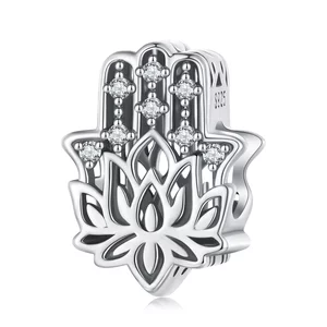 Talisman din argint Hamsa Flower