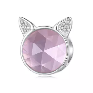 Talisman din argint Pink Glass Cat
