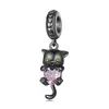 Talisman din argint Pink Hearted Black Kitty picture - 1