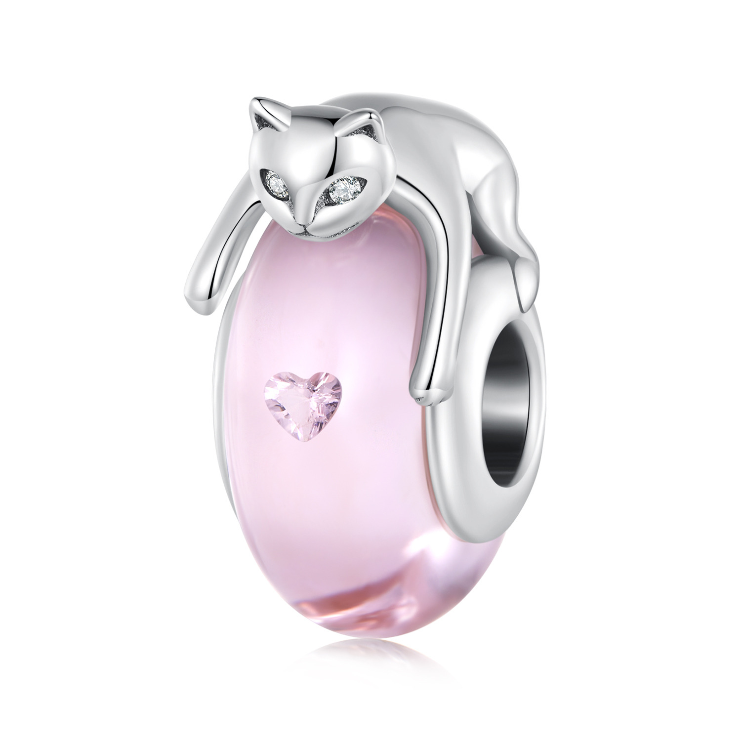 Talisman din argint Pink Lazy Cat image15