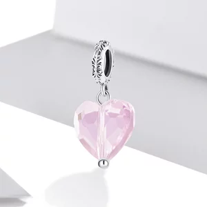 Talisman din argint Pink Translucent Heart