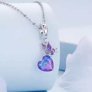 Talisman din argint Purple Butterfly Heart