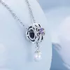 Talisman din argint Purple Flower Pearl Drop picture - 2