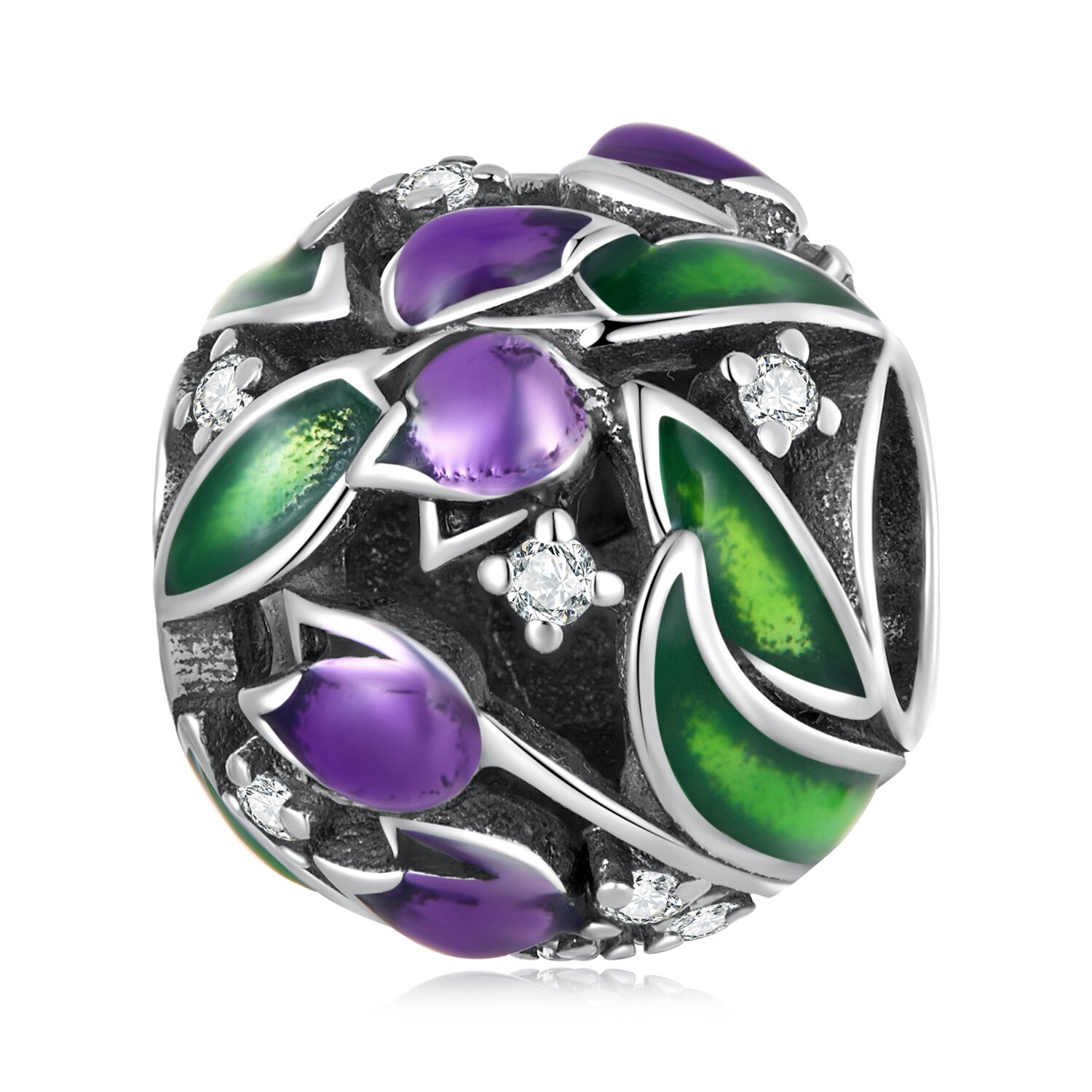 Talisman din argint purple tulips