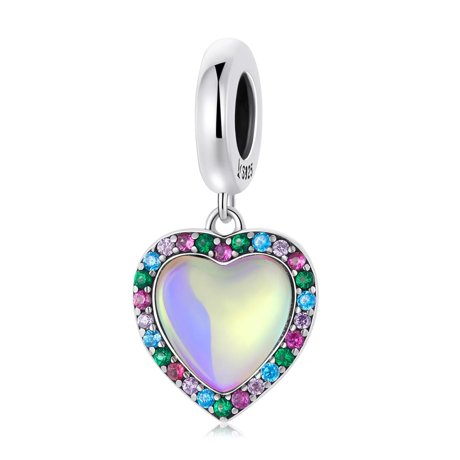 Talisman din argint Rainbow Heart Drop