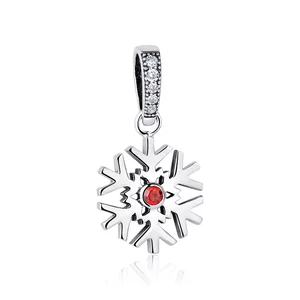 Talisman din argint Red Crystal Snowflake