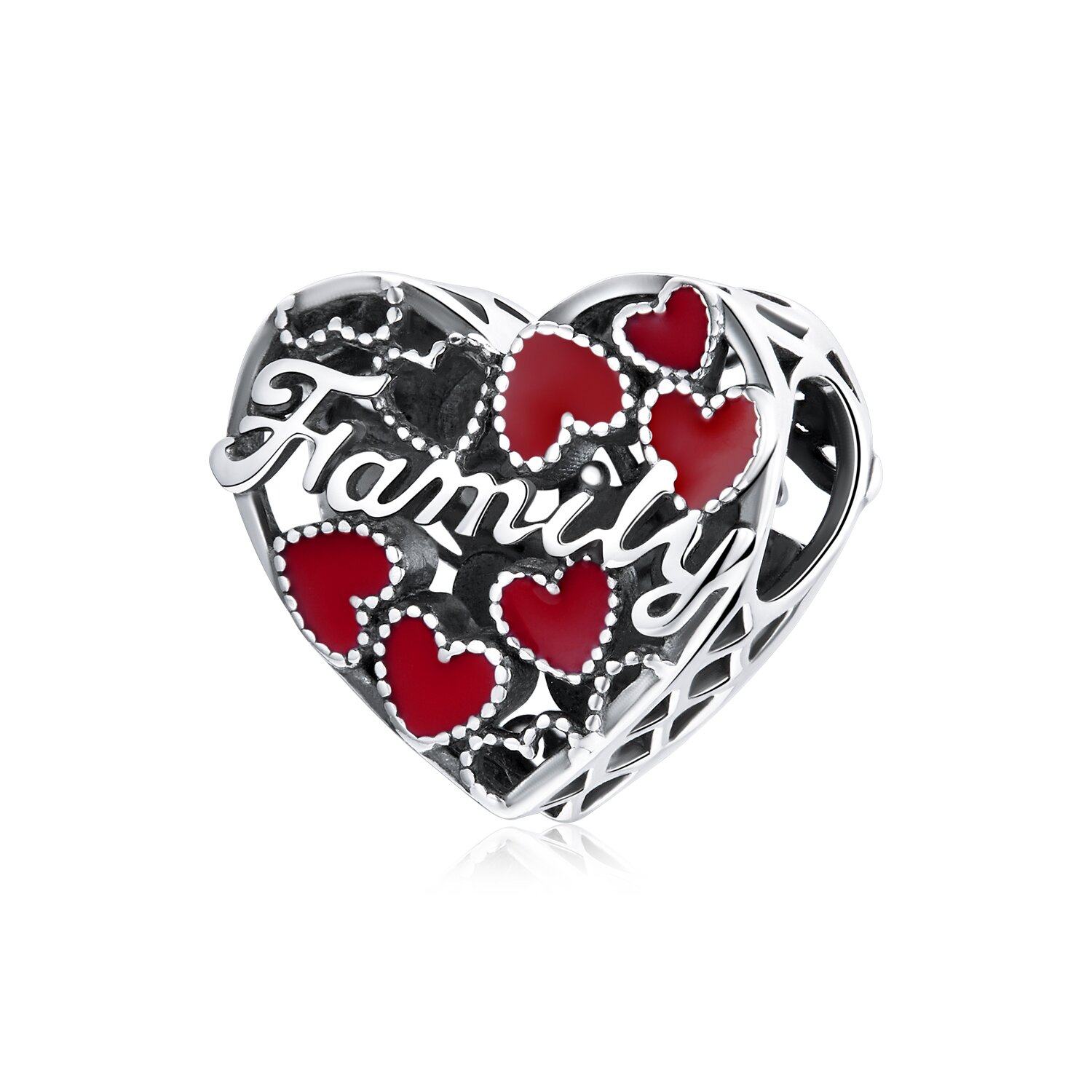 Talisman din argint Red Family Hearts argint