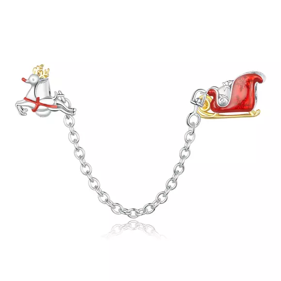 Talisman din argint Santa's Reindeer Safety Chain