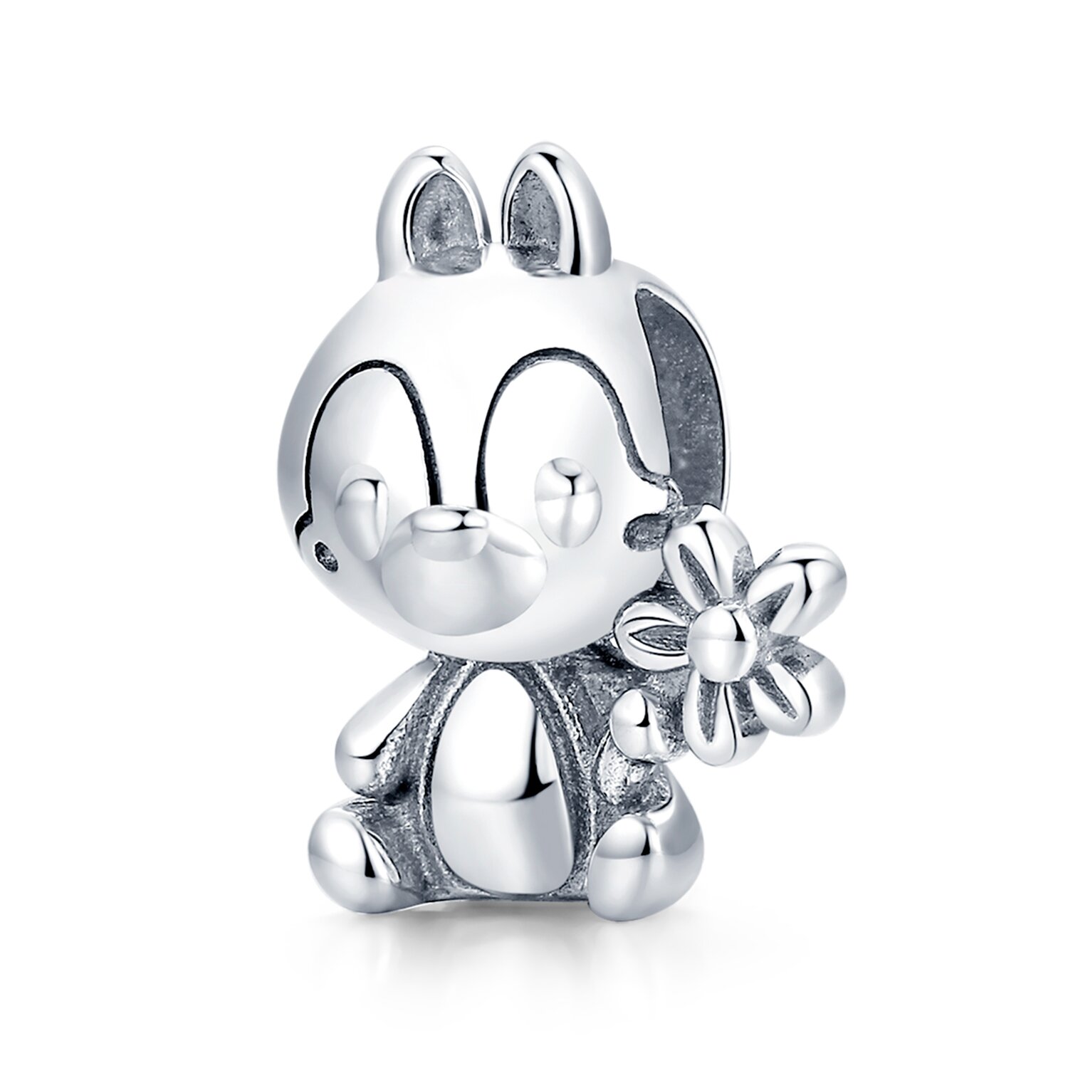 Talisman din argint Silver Little Squirrel with Flower