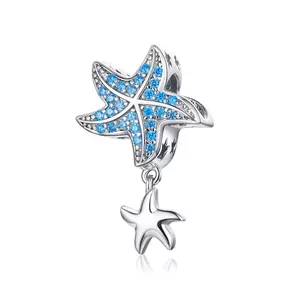 Talisman din argint Sparkling Blue Starfish