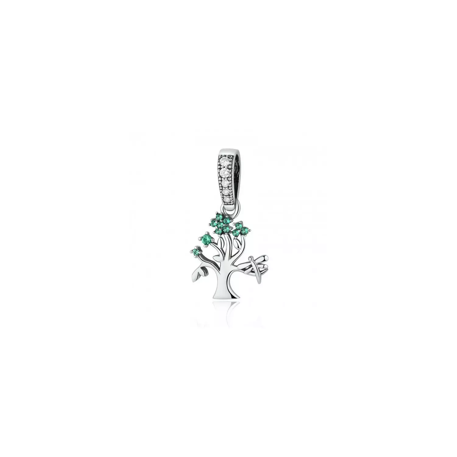Talisman din argint sub forma de Pandantiv cu Copac si Cristale Verzi