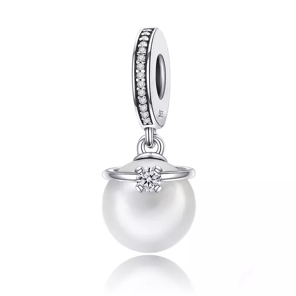 Talisman din argint sub forma de Pandantiv cu Perla Eleganta si Cristal