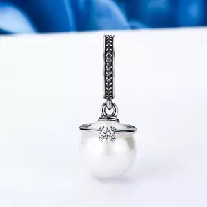 Talisman din argint sub forma de Pandantiv cu Perla Eleganta si Cristal