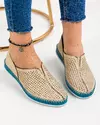 Balerini dama piele naturala bej cu insertie elastica talpa cusuta si perforatii MM-132-3 4