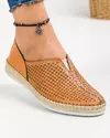 Balerini dama piele naturala camel cu model perforat si talpa flexibila cusuta MM-132-3 1