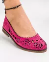 Balerini dama piele naturala fucsia cu model perforat si talpa joasa AK2035 4
