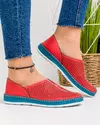 Balerini dama piele naturala rosii cu insertie elastica si talpa flexibila cusuta MM-132-3 3