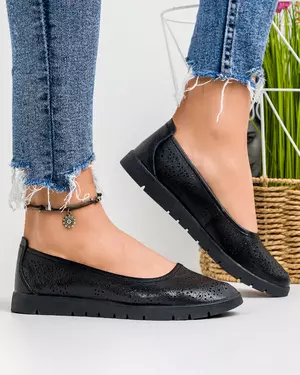 Balerini Negri Perforati Piele Naturala RS-42