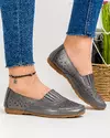 Balerini Perforati Cu Model Taiat Pewter Piele Naturala VK2052-4 3