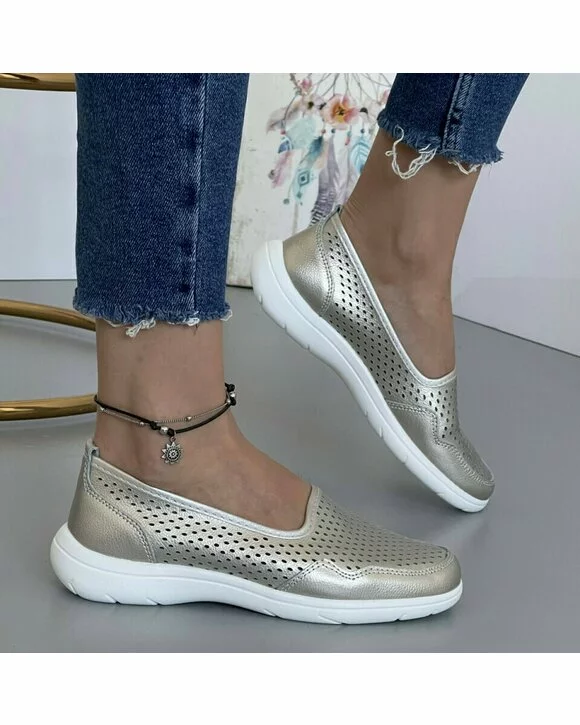 Balerini Piele Naturala Betty2 - Aurii