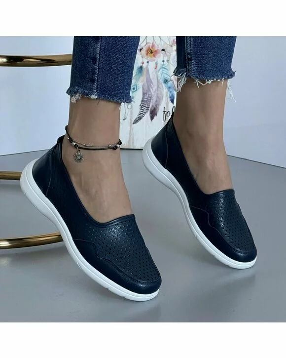 Balerini Piele Naturala Betty2 - Bleumarin