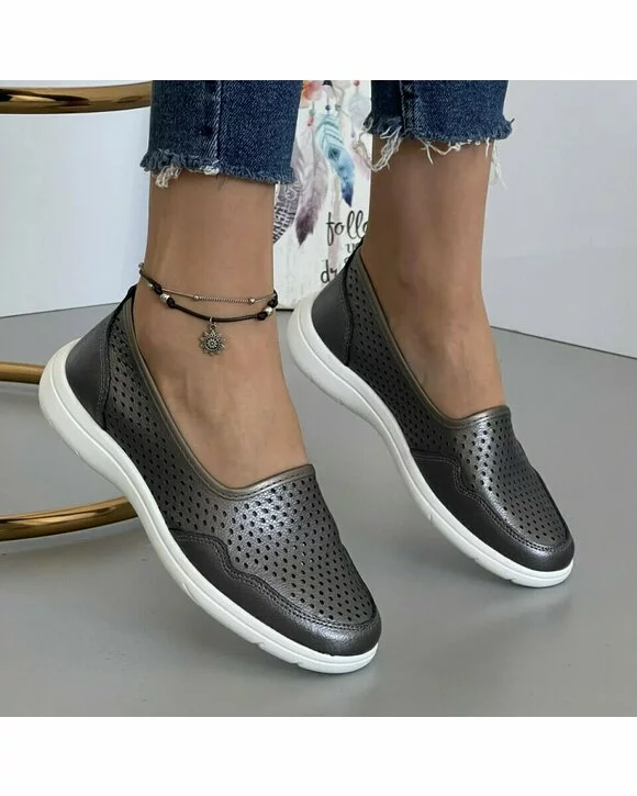 Balerini Piele Naturala Betty2 - Pewter