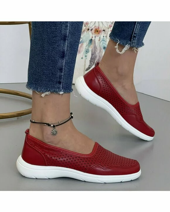 Balerini Piele Naturala Betty2 - Rosii