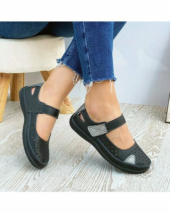 Balerini Piele Naturala Emily Negru si Argintiu