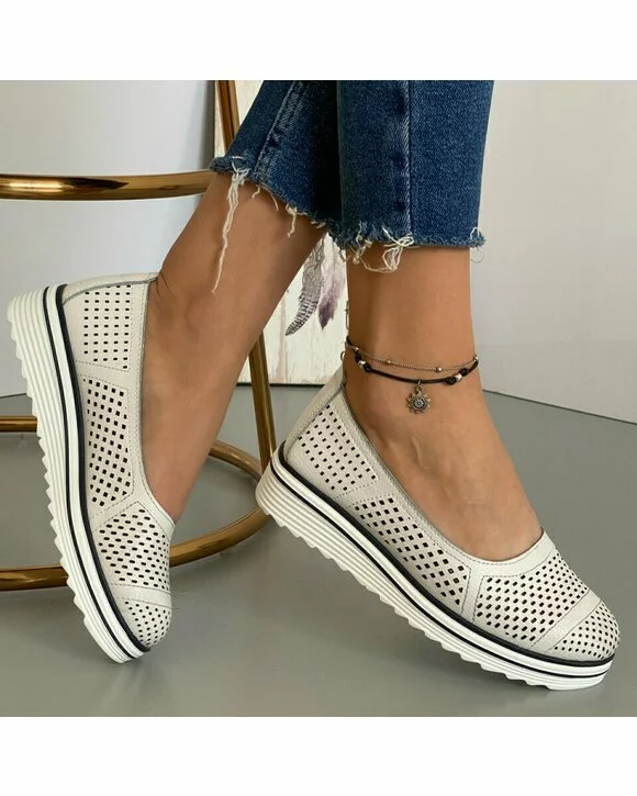 Balerini Piele Naturala Kate - Albi