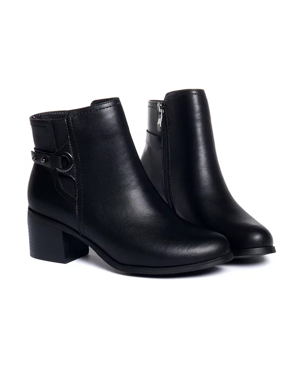 Botine Captusite Negre Din Piele Naturala VN2241