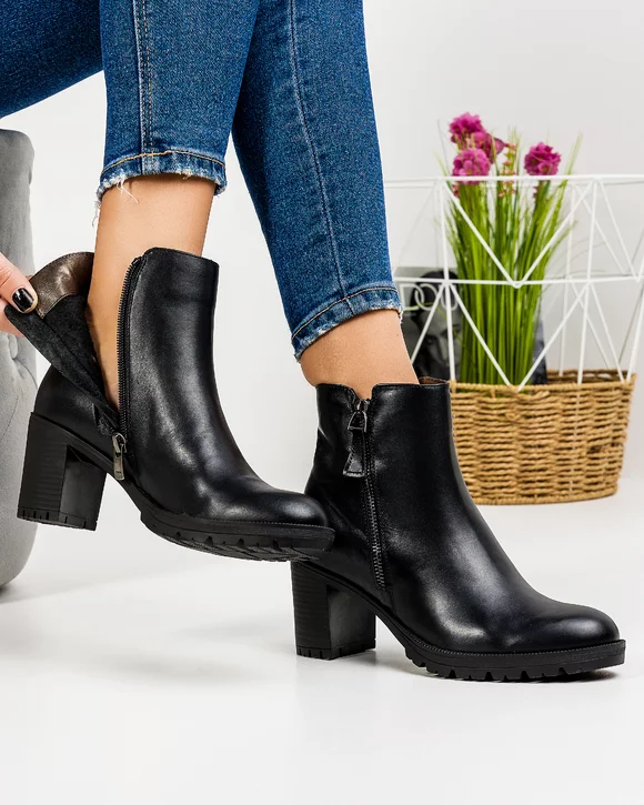 Botine Dama Piele Naturala Dama Negre ATHENA32B