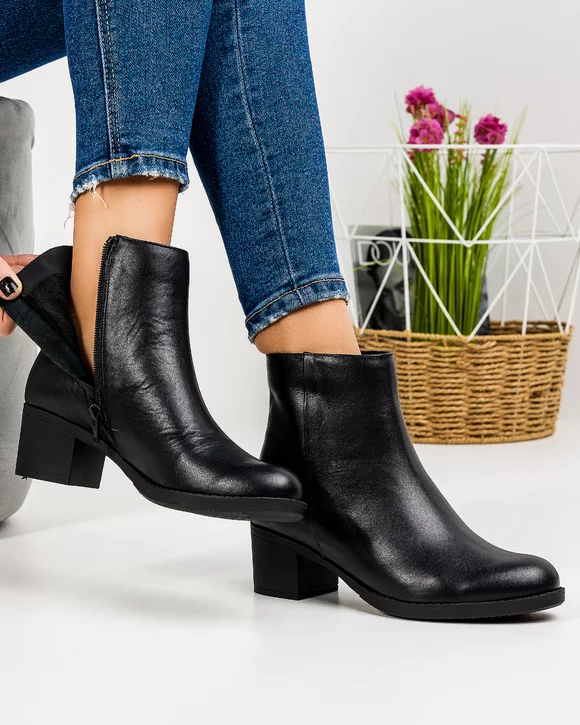 Botine Dama Piele Naturala Dama Negre GALAXY002B
