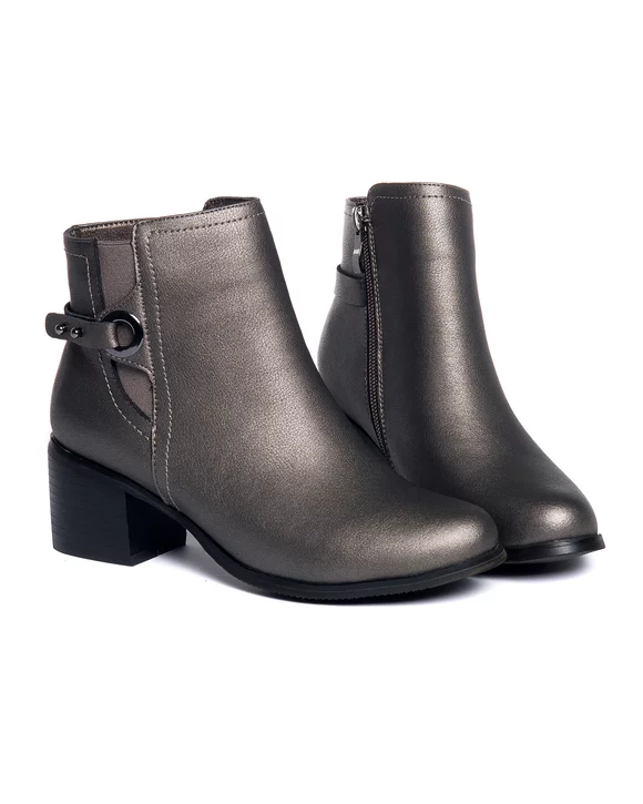 Botine Din Piele Naturala Pewter Captusite VN2241