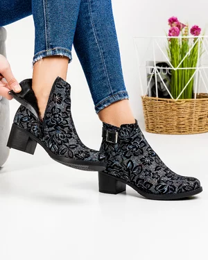 Botine Imblanite Piele Naturala Albastre PCI661