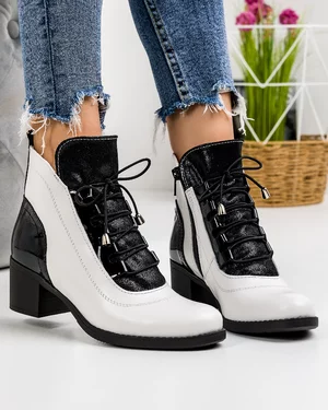 Botine Imblanite Piele Naturala Albe PCI651