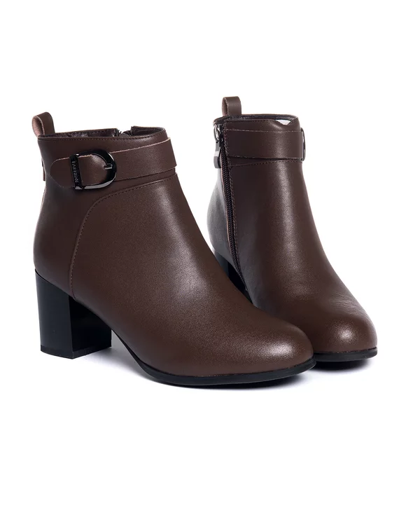 Botine Piele Naturala Captusite Cafeniu Inchis VN2242