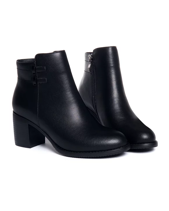 Botine Piele Naturala Captusite Negre VN2238