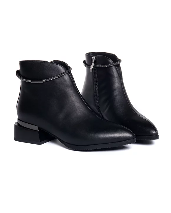 Botine Piele Naturala Negre Captusite VN2293