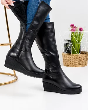 Cizme Imblanite Piele Naturala Negre IN710