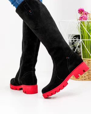 Cizme Piele Naturala Intoarsa Negre PCI043V