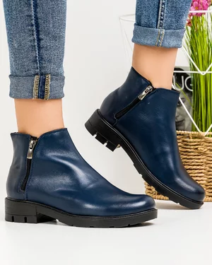 Ghete Captusite Piele Naturala Bleumarin PCI614