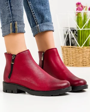 Ghete Captusite Piele Naturala Bordo PCI614