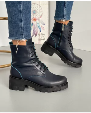 Ghete Imblanite Bleumarin Piele Naturala AK106