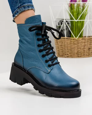 Ghete Imblanite Piele Naturala Albastre AK106