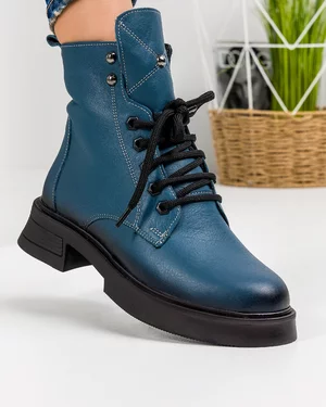 Ghete Imblanite Piele Naturala Albastre AK107