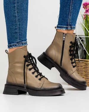 Ghete Imblanite Piele Naturala Bej AK108