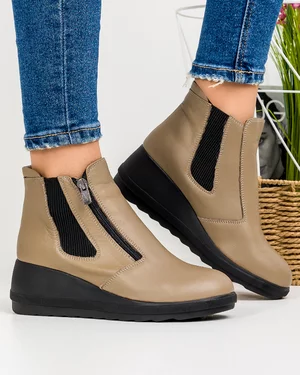 Ghete Imblanite Piele Naturala Bej AK420