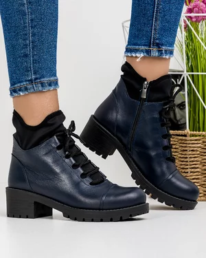 Ghete Imblanite Piele Naturala Bleumarin AK025