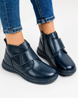 Ghete Imblanite Piele Naturala Bleumarin XH040-1